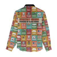 Everyday Genius Powered by Black Minds Women Casual Shirt with Colorful Invention Icons Pattern - Wonder Print Shop