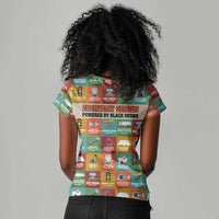 Everyday Genius Powered by Black Minds Women V-Neck T-Shirt with Colorful Invention Icons Pattern - Wonder Print Shop