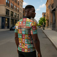 Everyday Genius Powered by Black Minds Zipper Polo Shirt with Colorful Invention Icons Pattern - Wonder Print Shop