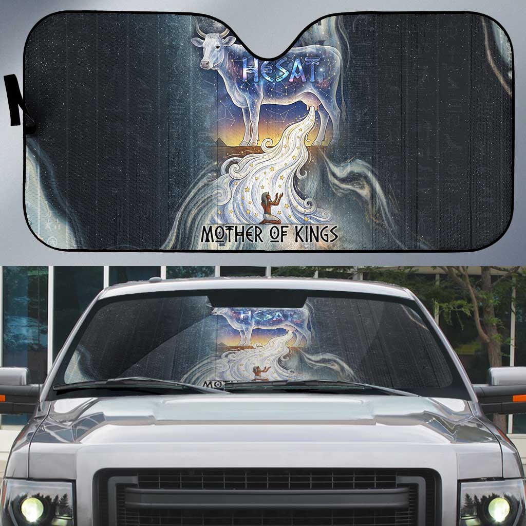 Hesat Celestial Cow Egyptian Auto Sun Shade with Mythic Sky Motif in Cosmic Theme