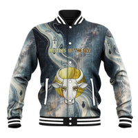 Hesat Celestial Cow Egyptian Baseball Jacket with Mythic Sky Motif in Cosmic Theme