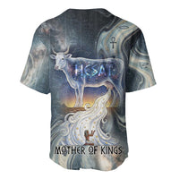 Hesat Celestial Cow Egyptian Baseball Jersey with Mythic Sky Motif in Cosmic Theme
