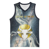 Hesat Celestial Cow Egyptian Basketball Jersey with Mythic Sky Motif in Cosmic Theme