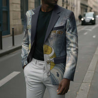 Hesat Celestial Cow Egyptian Blazer with Mythic Sky Motif in Cosmic Theme