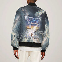 Hesat Celestial Cow Egyptian Bomber Jacket with Mythic Sky Motif in Cosmic Theme