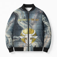 Hesat Celestial Cow Egyptian Bomber Puffer Jacket with Mythic Sky Motif in Cosmic Theme
