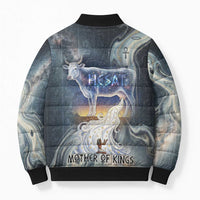 Hesat Celestial Cow Egyptian Bomber Puffer Jacket with Mythic Sky Motif in Cosmic Theme
