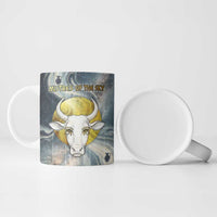 Hesat Celestial Cow Egyptian Ceramic Mug with Mythic Sky Motif in Cosmic Theme