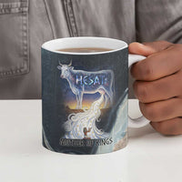 Hesat Celestial Cow Egyptian Ceramic Mug with Mythic Sky Motif in Cosmic Theme