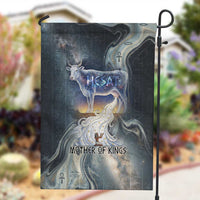 Hesat Celestial Cow Egyptian Garden Flag with Mythic Sky Motif in Cosmic Theme