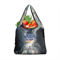 Hesat Celestial Cow Egyptian Grocery Bag with Mythic Sky Motif in Cosmic Theme
