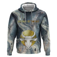 Hesat Celestial Cow Egyptian Hoodie with Mythic Sky Motif in Cosmic Theme