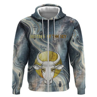 Hesat Celestial Cow Egyptian Hoodie with Mythic Sky Motif in Cosmic Theme