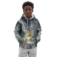 Hesat Celestial Cow Egyptian Kid Hoodie with Mythic Sky Motif in Cosmic Theme