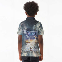 Hesat Celestial Cow Egyptian Kid Polo Shirt with Mythic Sky Motif in Cosmic Theme