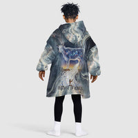 Hesat Celestial Cow Egyptian Kid Wearable Blanket Hoodie with Mythic Sky Motif in Cosmic Theme