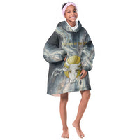 Hesat Celestial Cow Egyptian Kid Wearable Blanket Hoodie with Mythic Sky Motif in Cosmic Theme