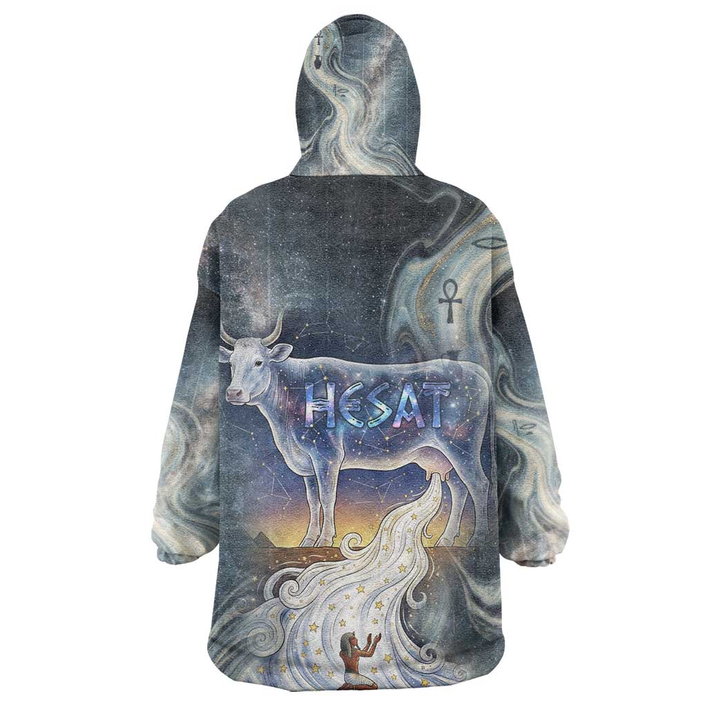 Hesat Celestial Cow Egyptian Kid Wearable Blanket Hoodie with Mythic Sky Motif in Cosmic Theme