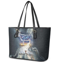 Hesat Celestial Cow Egyptian Leather Tote Bag with Mythic Sky Motif in Cosmic Theme