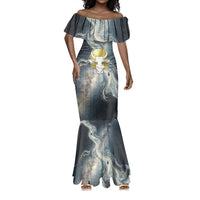Hesat Celestial Cow Egyptian Mermaid Dress with Mythic Sky Motif in Cosmic Theme