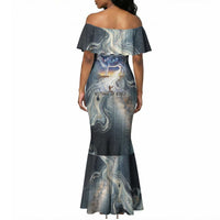 Hesat Celestial Cow Egyptian Mermaid Dress with Mythic Sky Motif in Cosmic Theme