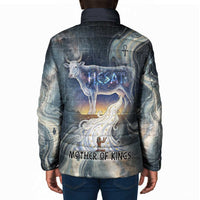 Hesat Celestial Cow Egyptian Padded Jacket with Mythic Sky Motif in Cosmic Theme