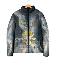 Hesat Celestial Cow Egyptian Padded Jacket with Mythic Sky Motif in Cosmic Theme