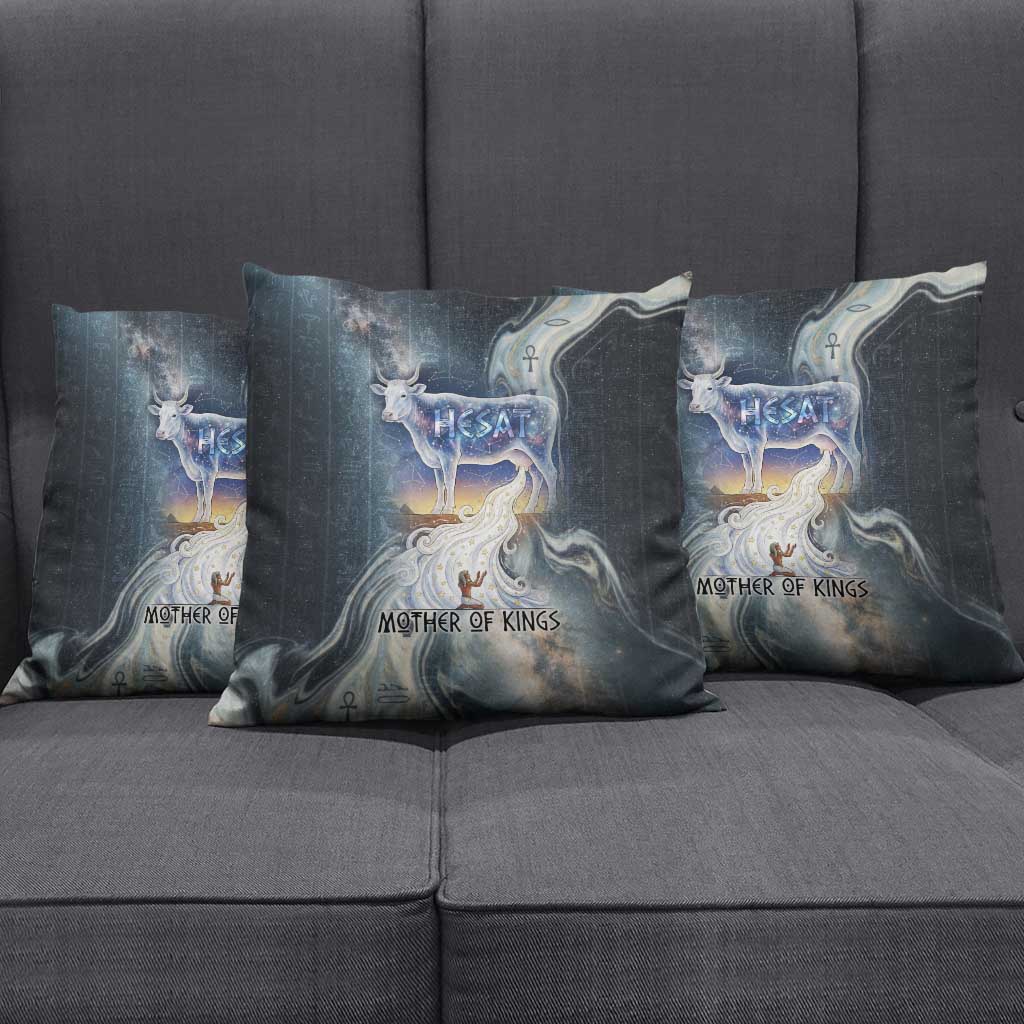 Hesat Celestial Cow Egyptian Pillow Cover with Mythic Sky Motif in Cosmic Theme