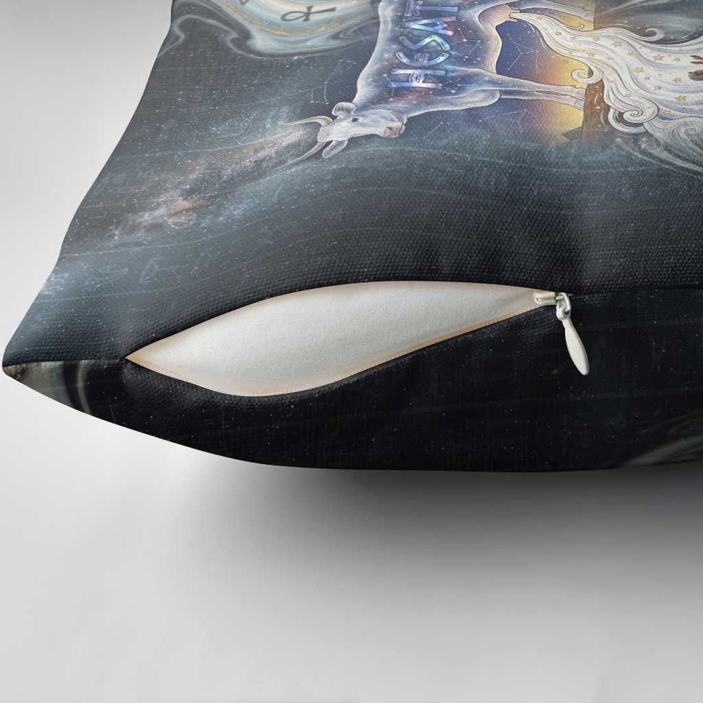 Hesat Celestial Cow Egyptian Pillow Cover with Mythic Sky Motif in Cosmic Theme