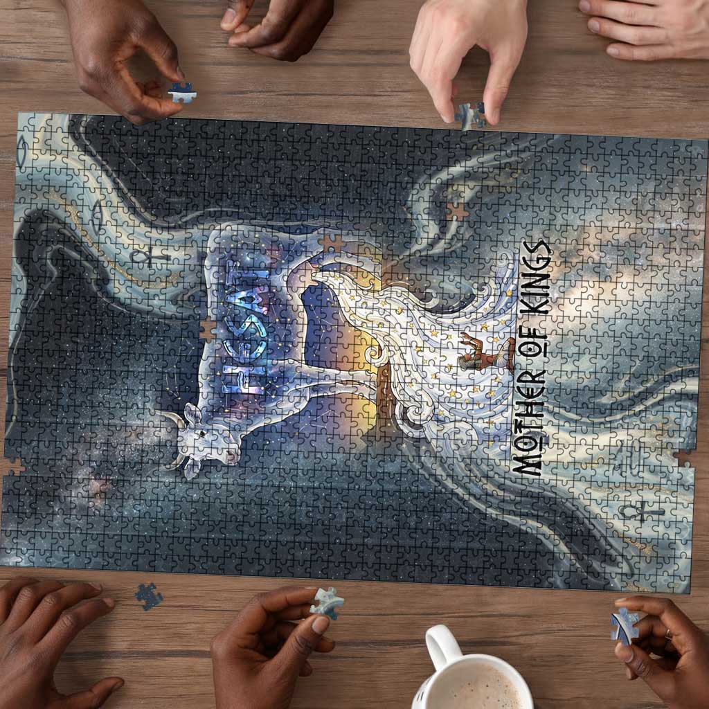 Hesat Celestial Cow Egyptian Puzzle with Mythic Sky Motif in Cosmic Theme