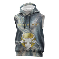 Hesat Celestial Cow Egyptian Sleeveless Hoodie with Mythic Sky Motif in Cosmic Theme