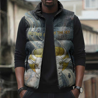 Hesat Celestial Cow Egyptian Sleeveless Puffer Jacket with Mythic Sky Motif in Cosmic Theme