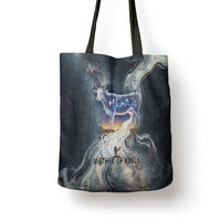 Hesat Celestial Cow Egyptian Tote Bag with Mythic Sky Motif in Cosmic Theme