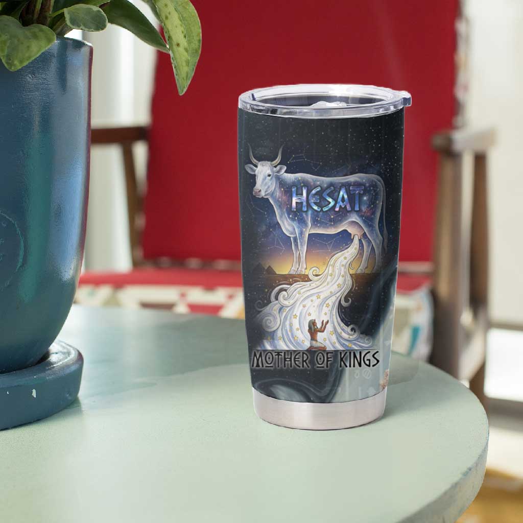 Hesat Celestial Cow Egyptian Tumbler Cup with Mythic Sky Motif in Cosmic Theme