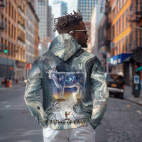 Hesat Celestial Cow Egyptian Zip Hoodie with Mythic Sky Motif in Cosmic Theme