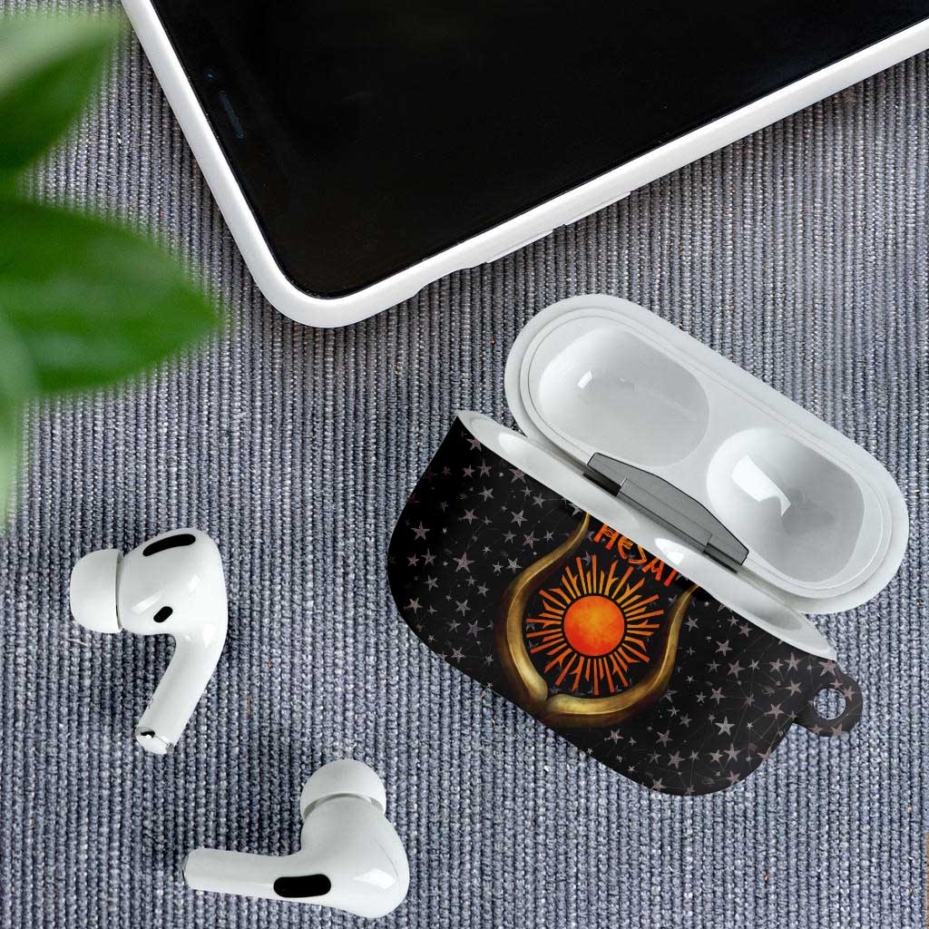 Hesat Solar Horn Symbol AirPods Case Egyptian Cosmic Cow in Starry Milky Way