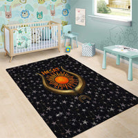 Hesat Solar Horn Symbol Area Rug Egyptian Cosmic Cow in Starry Milky Way