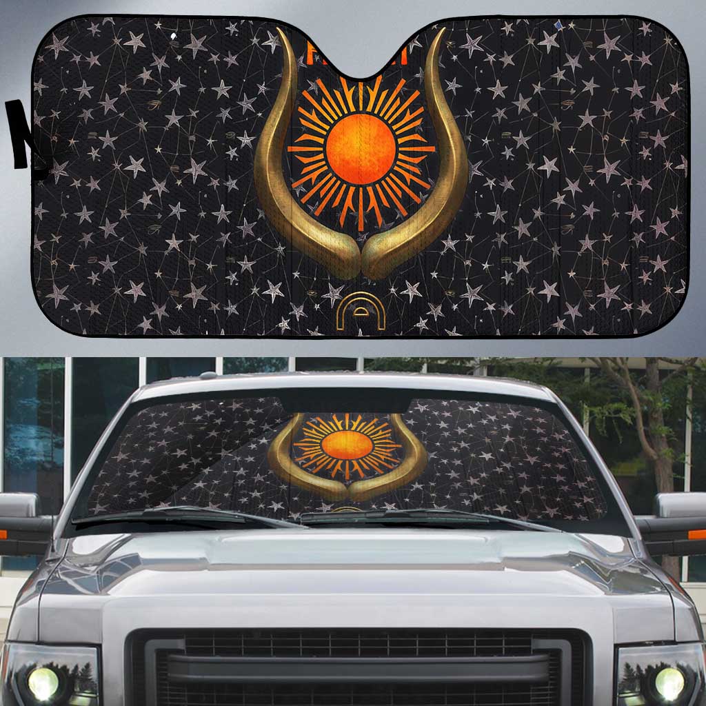 Hesat Solar Horn Symbol Auto Sun Shade Egyptian Cosmic Cow in Starry Milky Way