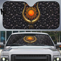 Hesat Solar Horn Symbol Auto Sun Shade Egyptian Cosmic Cow in Starry Milky Way