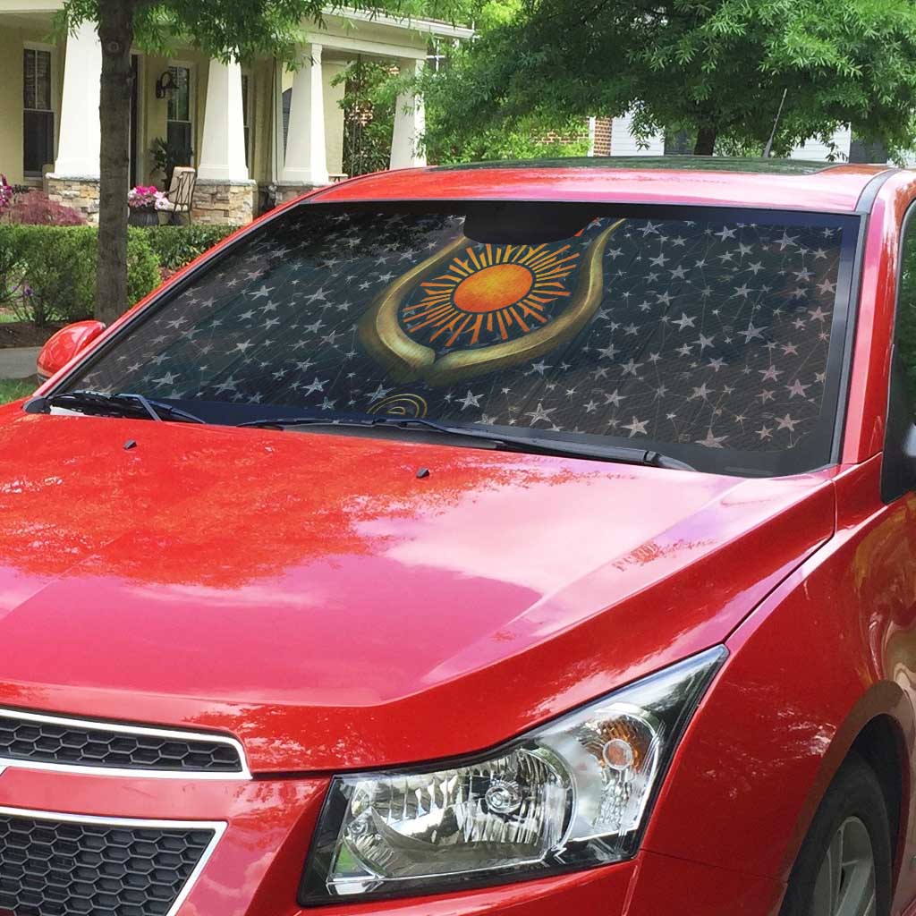 Hesat Solar Horn Symbol Auto Sun Shade Egyptian Cosmic Cow in Starry Milky Way