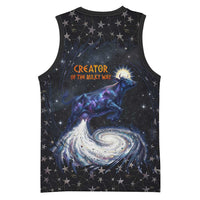 Hesat Solar Horn Symbol Basketball Jersey Egyptian Cosmic Cow in Starry Milky Way