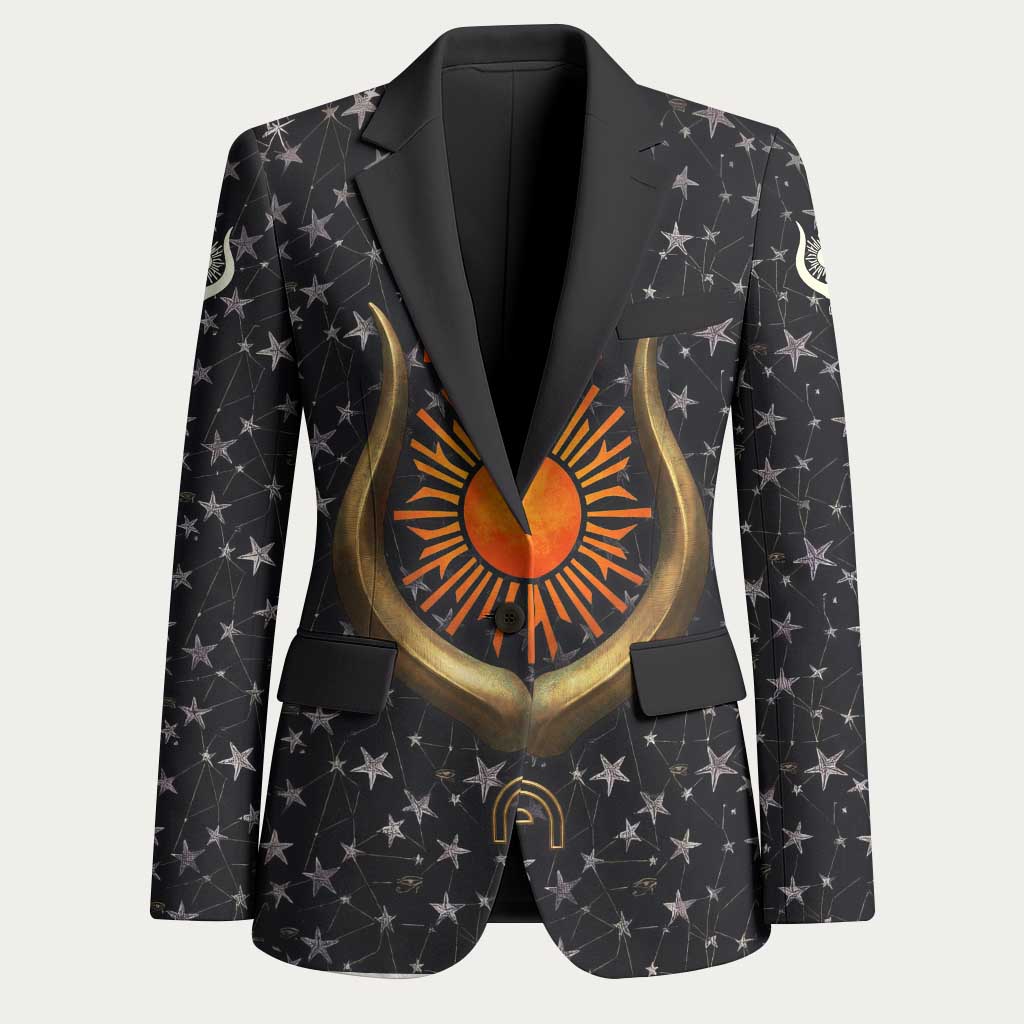 Hesat Solar Horn Symbol Blazer Egyptian Cosmic Cow in Starry Milky Way