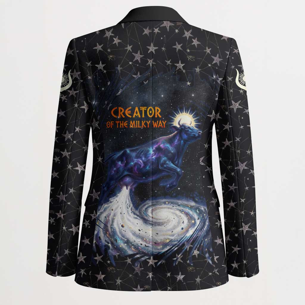 Hesat Solar Horn Symbol Blazer Egyptian Cosmic Cow in Starry Milky Way