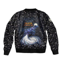Hesat Solar Horn Symbol Bomber Jacket Egyptian Cosmic Cow in Starry Milky Way