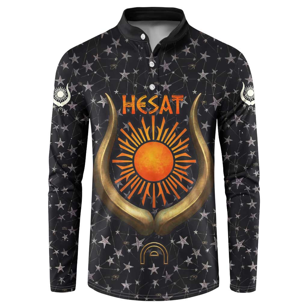Hesat Solar Horn Symbol Button Sweatshirt Egyptian Cosmic Cow in Starry Milky Way