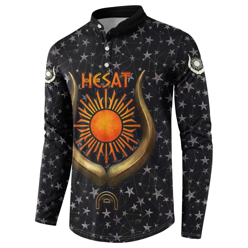 Hesat Solar Horn Symbol Button Sweatshirt Egyptian Cosmic Cow in Starry Milky Way