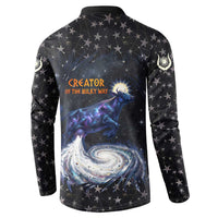 Hesat Solar Horn Symbol Button Sweatshirt Egyptian Cosmic Cow in Starry Milky Way