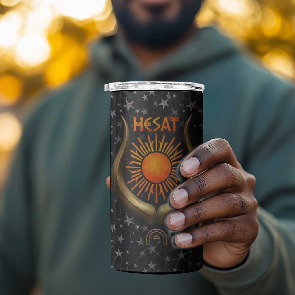Hesat Solar Horn Symbol 4 in 1 Can Cooler Tumbler Egyptian Cosmic Cow in Starry Milky Way
