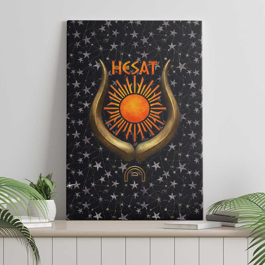 Hesat Solar Horn Symbol Canvas Wall Art Egyptian Cosmic Cow in Starry Milky Way