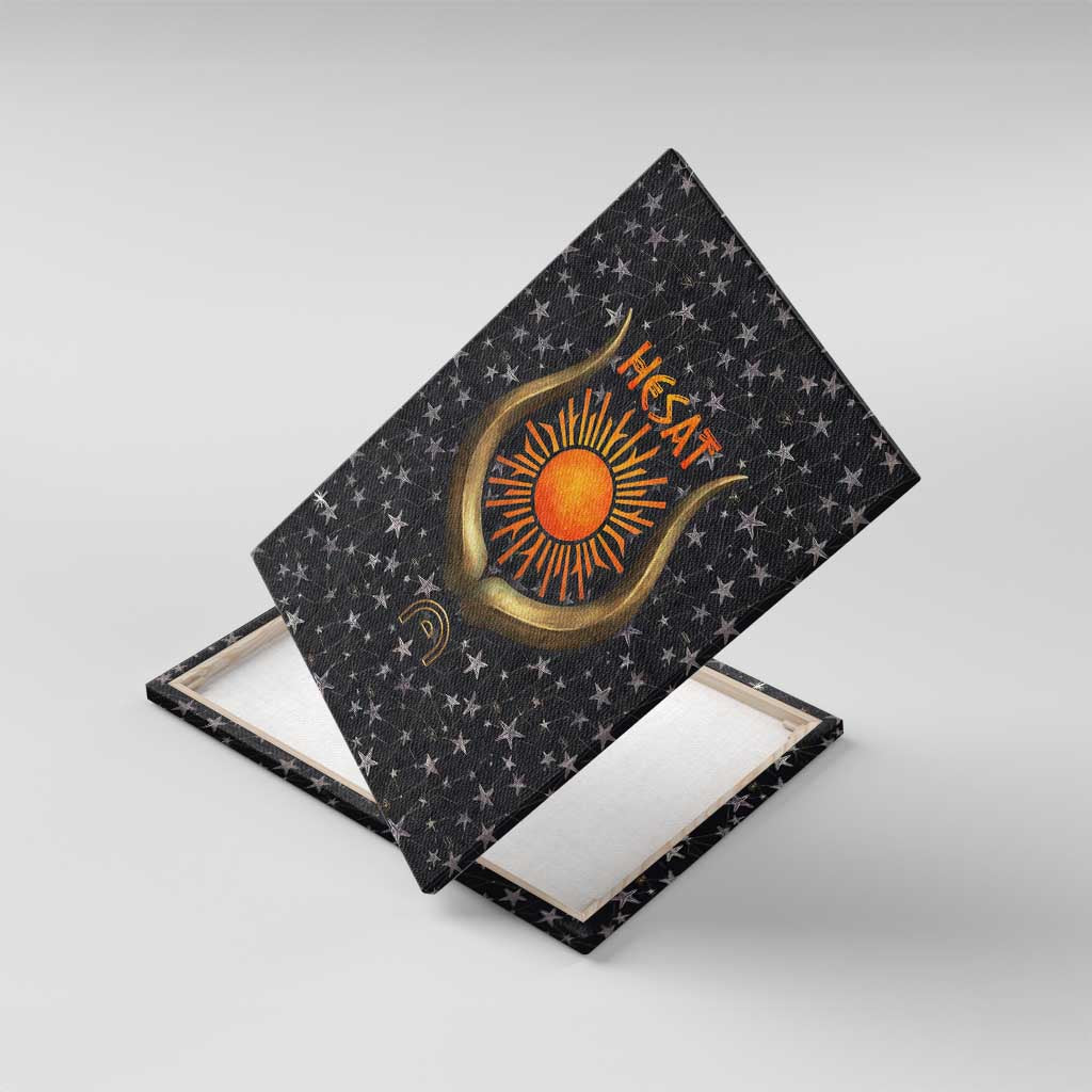 Hesat Solar Horn Symbol Canvas Wall Art Egyptian Cosmic Cow in Starry Milky Way